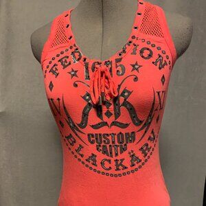 Karv - Pink tank top with fishnet and grommets - Size S